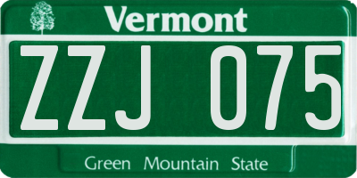 VT license plate ZZJ075