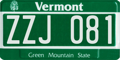 VT license plate ZZJ081