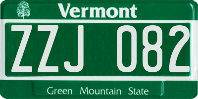 VT license plate ZZJ082