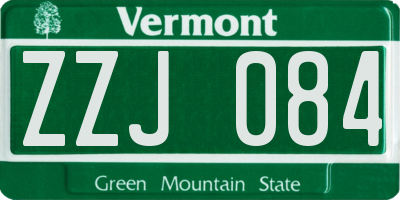 VT license plate ZZJ084