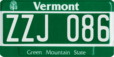VT license plate ZZJ086