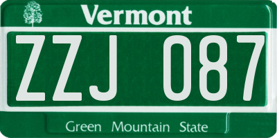 VT license plate ZZJ087