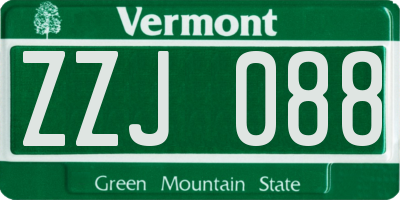 VT license plate ZZJ088