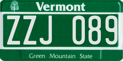 VT license plate ZZJ089