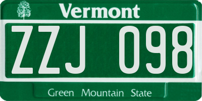 VT license plate ZZJ098