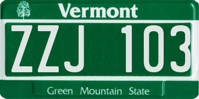 VT license plate ZZJ103