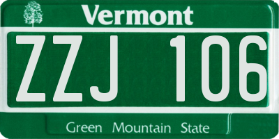 VT license plate ZZJ106