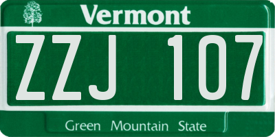 VT license plate ZZJ107