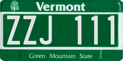 VT license plate ZZJ111