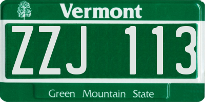 VT license plate ZZJ113