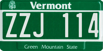 VT license plate ZZJ114