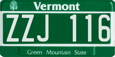 VT license plate ZZJ116