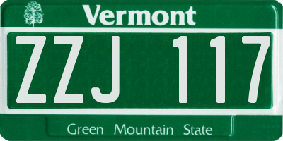 VT license plate ZZJ117