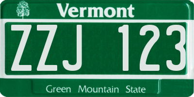 VT license plate ZZJ123