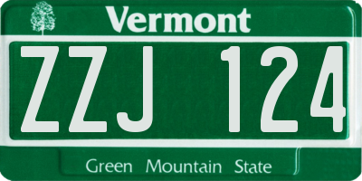 VT license plate ZZJ124