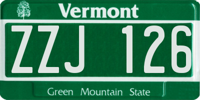VT license plate ZZJ126