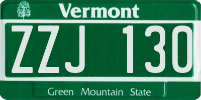 VT license plate ZZJ130