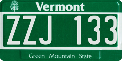 VT license plate ZZJ133