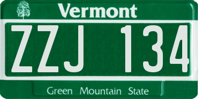 VT license plate ZZJ134