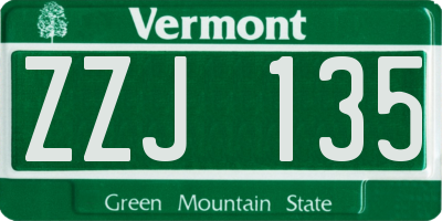 VT license plate ZZJ135