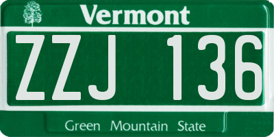 VT license plate ZZJ136