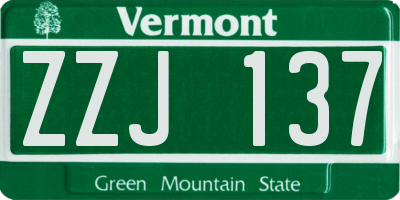 VT license plate ZZJ137