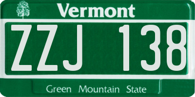 VT license plate ZZJ138