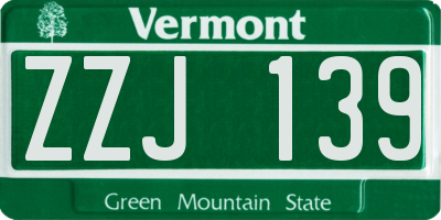 VT license plate ZZJ139