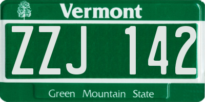 VT license plate ZZJ142