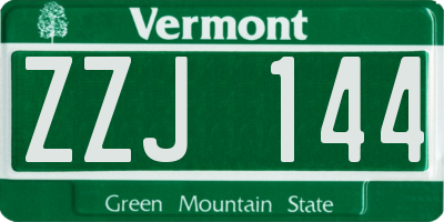 VT license plate ZZJ144