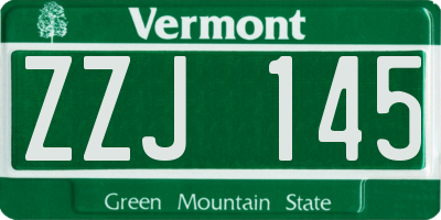 VT license plate ZZJ145