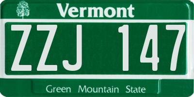 VT license plate ZZJ147