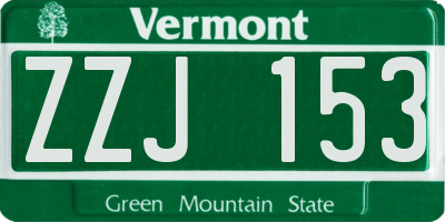 VT license plate ZZJ153