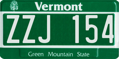 VT license plate ZZJ154