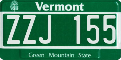 VT license plate ZZJ155