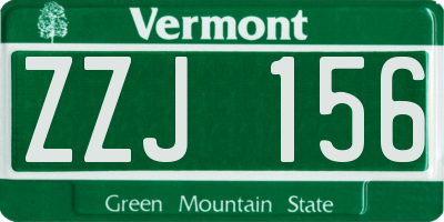 VT license plate ZZJ156