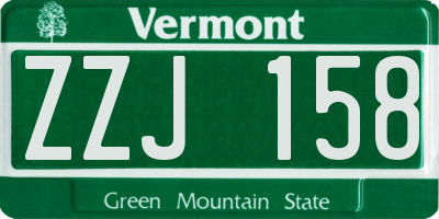 VT license plate ZZJ158