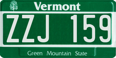 VT license plate ZZJ159