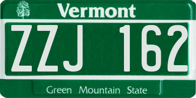 VT license plate ZZJ162