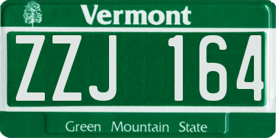 VT license plate ZZJ164