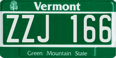 VT license plate ZZJ166