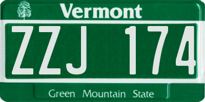 VT license plate ZZJ174