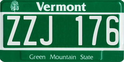 VT license plate ZZJ176