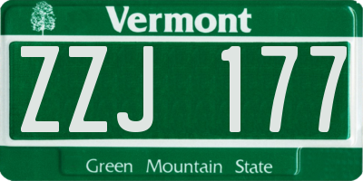 VT license plate ZZJ177