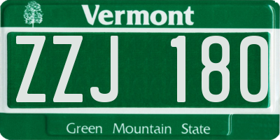VT license plate ZZJ180