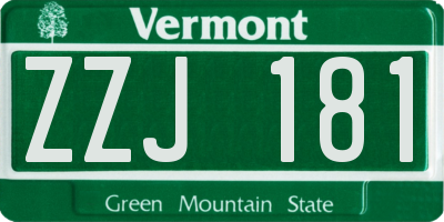 VT license plate ZZJ181
