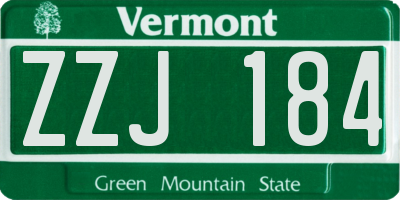 VT license plate ZZJ184