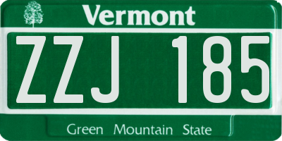 VT license plate ZZJ185