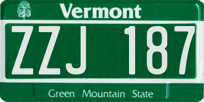 VT license plate ZZJ187