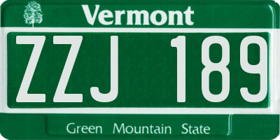 VT license plate ZZJ189